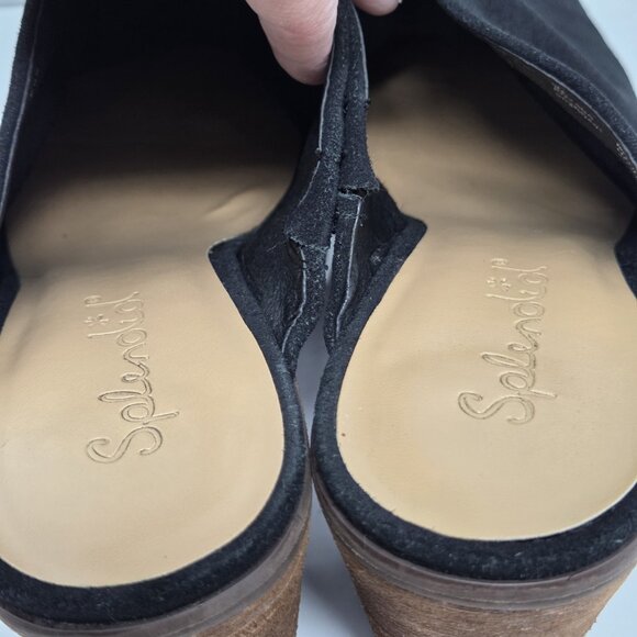 Splendid Womens 9 Suede Mules Roxana Pointed Toe Clog Chunky Block Heels Boho - Picture 11 of 11